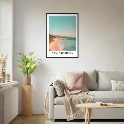 Santa Barbara USA Framed Poster – Pastel Beach Travel Wall Art in Your Choice of Frame - Vibrantwalls