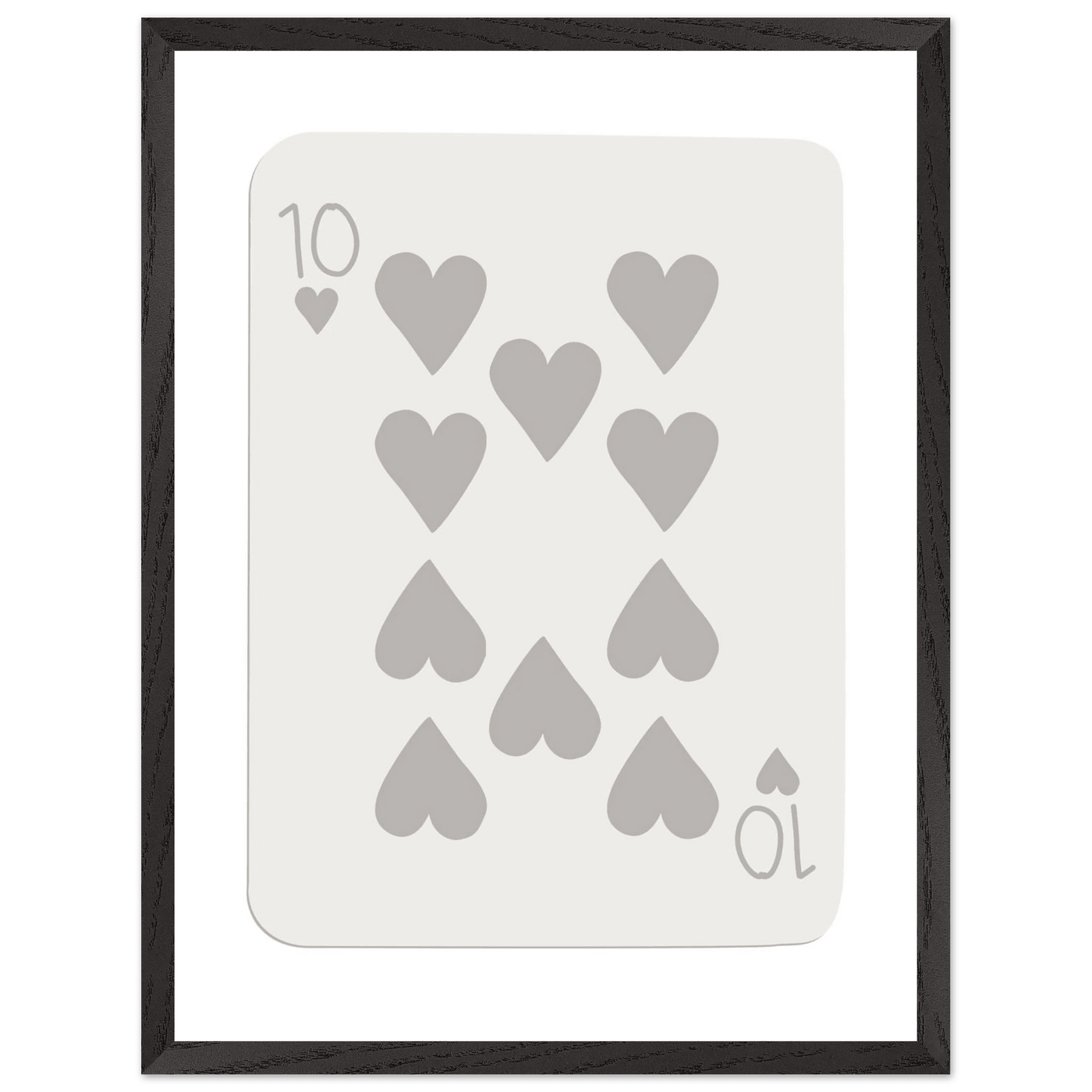 Minimalist Ten of Hearts Playing Card Print - Framed Poster Art, Eco-Friendly Wood Frame in Your Choice of Size & Finish - Vibrantwalls