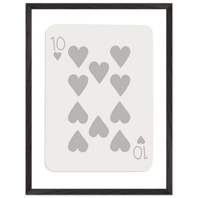 Minimalist Ten of Hearts Playing Card Print - Framed Poster Art, Eco-Friendly Wood Frame in Your Choice of Size & Finish - Vibrantwalls