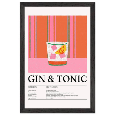 Gin Tonic Cocktail Recipe Minimalist Design Print - Vibrantwalls