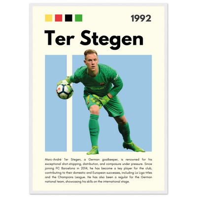 Marc-André Ter Stegen FC Barcelona Goalkeeper Framed Poster – Minimalist Football Art Print 50x70 cm 20x28″ White frame Vibrantwalls