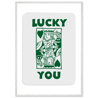 Lucky You Poker King of Hearts Print - Mounted Eco-Friendly Framed Poster Art in Dark Green - Vibrantwalls