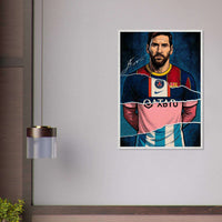 Lionel Messi Split Kit Pop Art Framed Poster – Eco-Friendly, Ready to Hang - Vibrantwalls