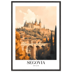 Segovia Spain Framed Poster – Vintage Travel Art with Warm Hues & Wooden Frame - Vibrantwalls