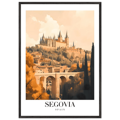 Segovia Spain Framed Poster – Vintage Travel Art with Warm Hues & Wooden Frame - Vibrantwalls