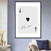 Ace of Hearts 'Mon Cheri' Art Print - Framed Poker Card Poster, Eco-Friendly Wood Frame - Vibrantwalls