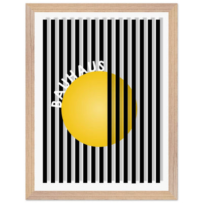 Bauhaus Yellow Circle Wall Art with Modern Stripes - Vibrantwalls