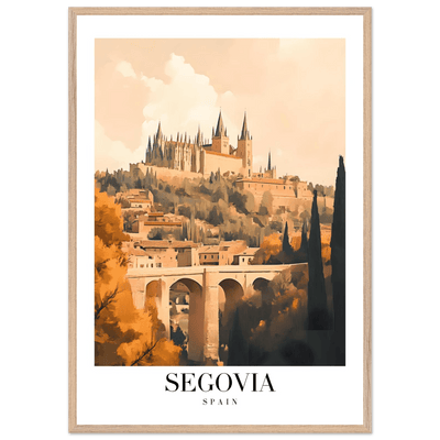 Segovia Spain Framed Poster – Vintage Travel Art with Warm Hues & Wooden Frame - Vibrantwalls