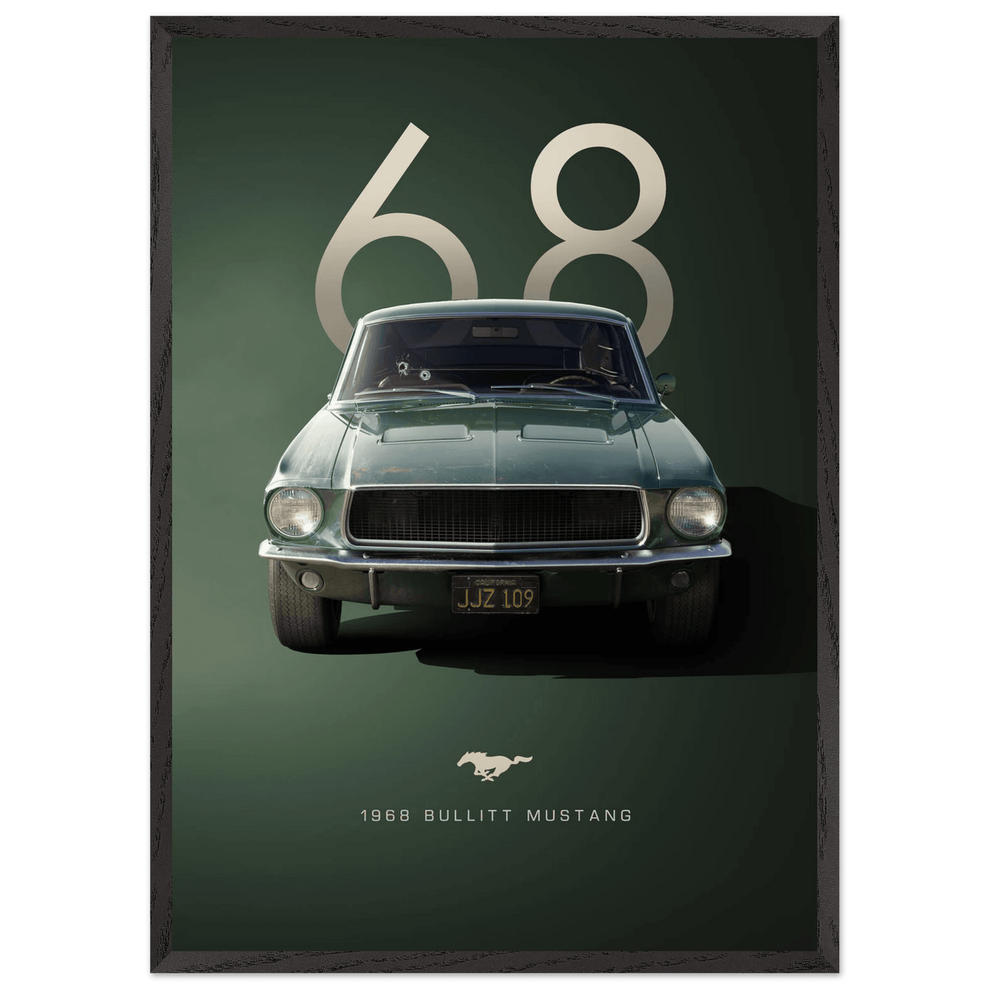 1968 Bullitt Mustang GT - 50th Anniversary Framed Poster | Iconic Automotive Art, Ready-to-Hang - Vibrantwalls