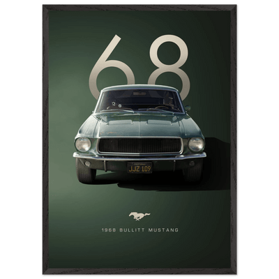 1968 Bullitt Mustang GT - 50th Anniversary Framed Poster | Iconic Automotive Art, Ready-to-Hang - Vibrantwalls