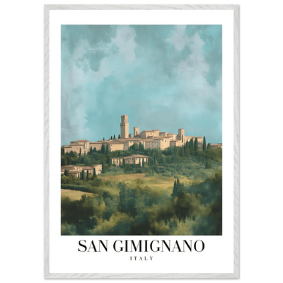 San Gimignano Italy Framed Poster – Vintage Tuscan Countryside Wall Art with Wooden Frame - Vibrantwalls
