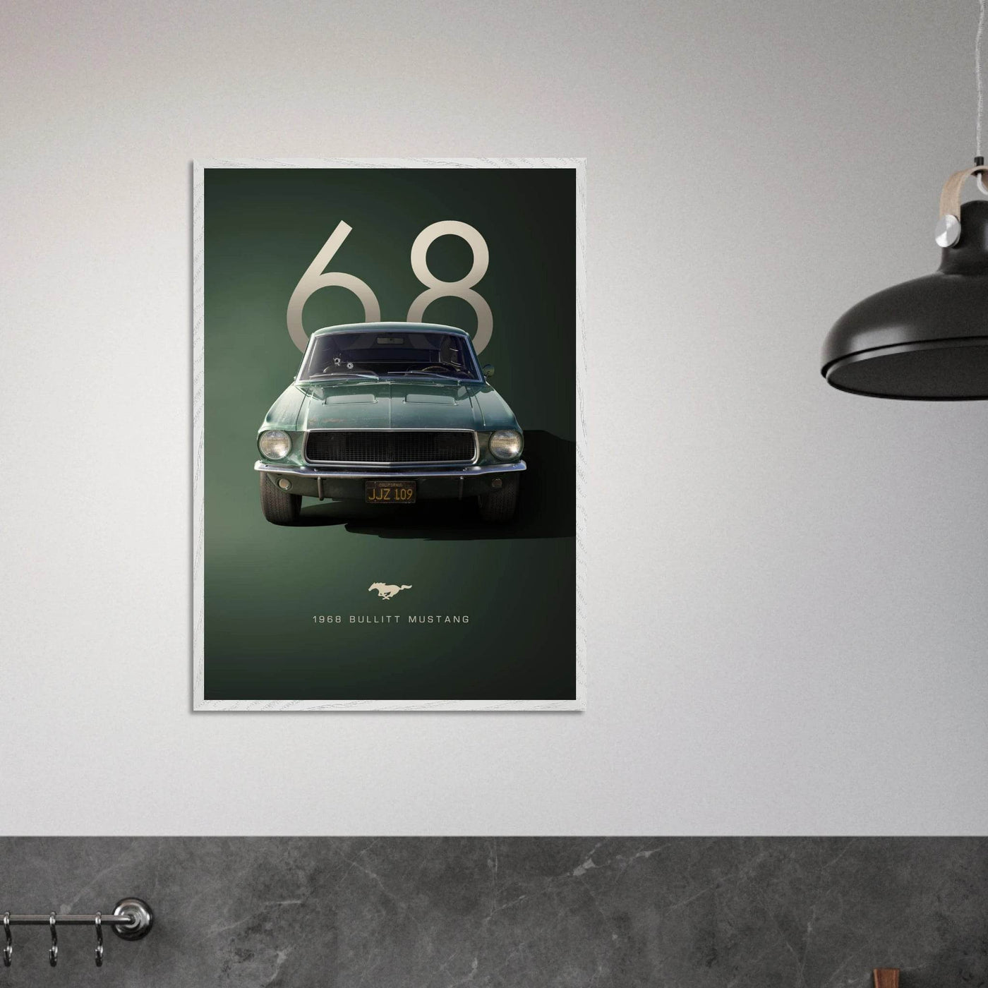 1968 Bullitt Mustang GT - 50th Anniversary Framed Poster | Iconic Automotive Art, Ready-to-Hang - Vibrantwalls