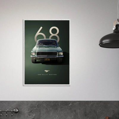 1968 Bullitt Mustang GT - 50th Anniversary Framed Poster | Iconic Automotive Art, Ready-to-Hang - Vibrantwalls
