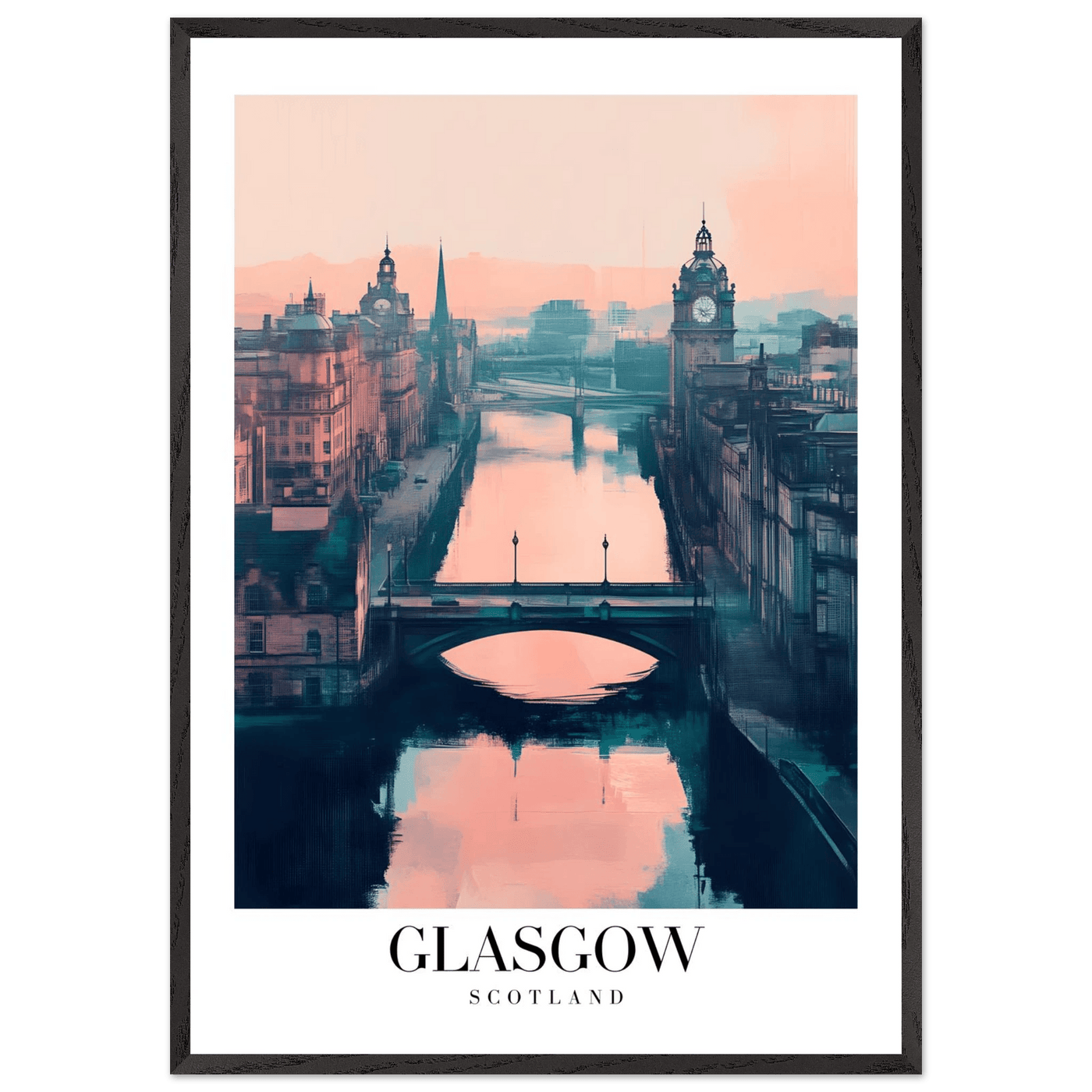 Glasgow Scotland Framed Poster – Atmospheric Cityscape Wall Art with Customizable Wooden Frame - Vibrantwalls
