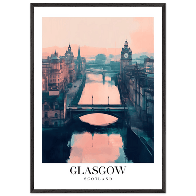Glasgow Scotland Framed Poster – Atmospheric Cityscape Wall Art with Customizable Wooden Frame - Vibrantwalls