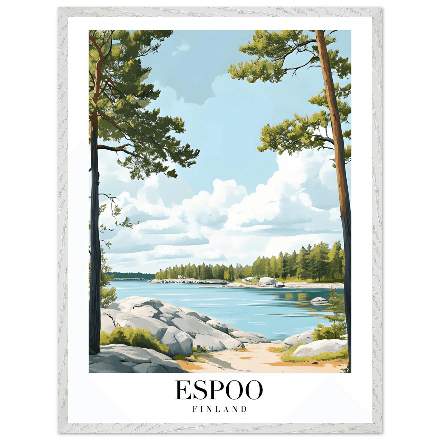 Espoo Finland Framed Poster – Serene Nordic Landscape Wall Art with Wooden Frame - Vibrantwalls