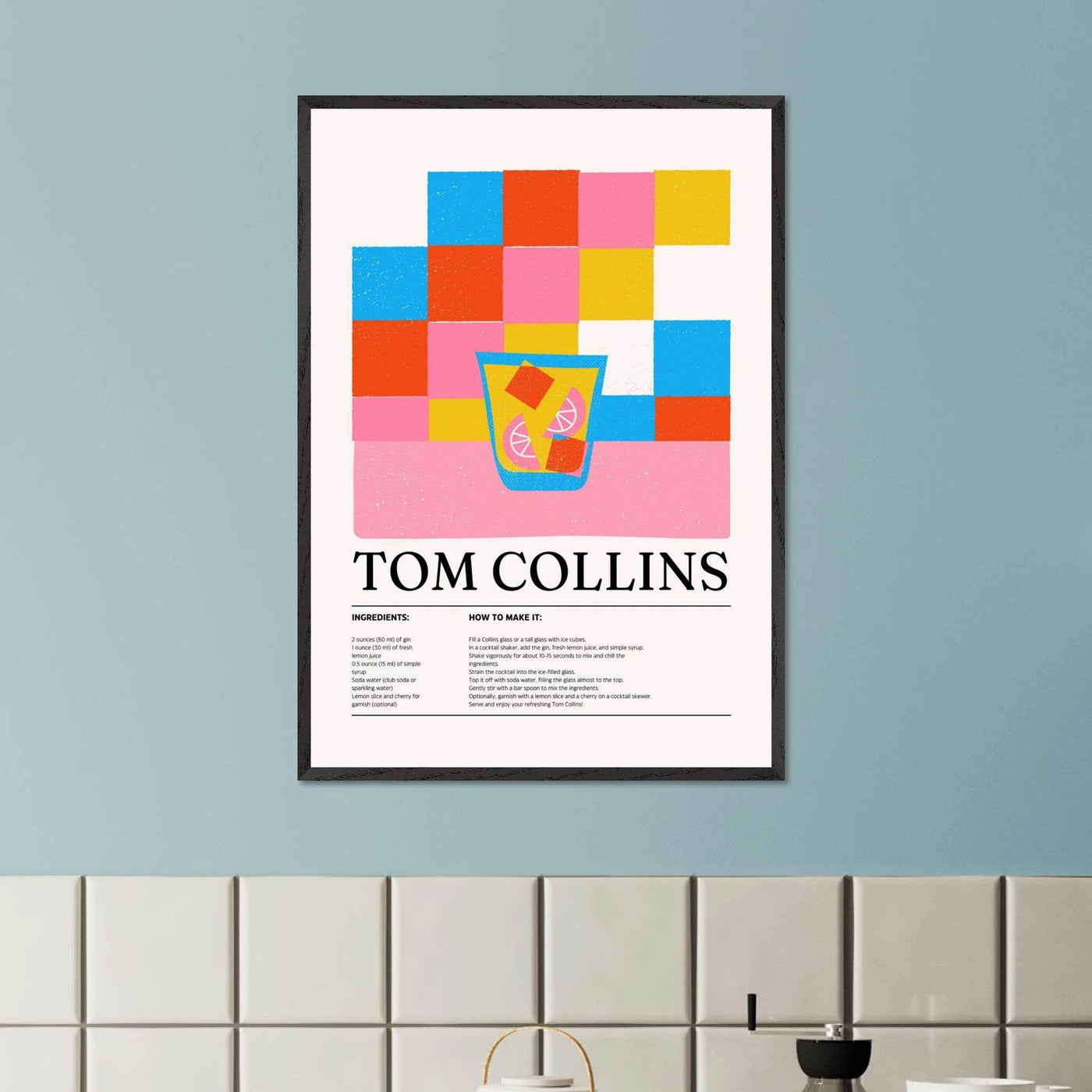 Retro Tom Collins Cocktail Recipe - Vibrantwalls