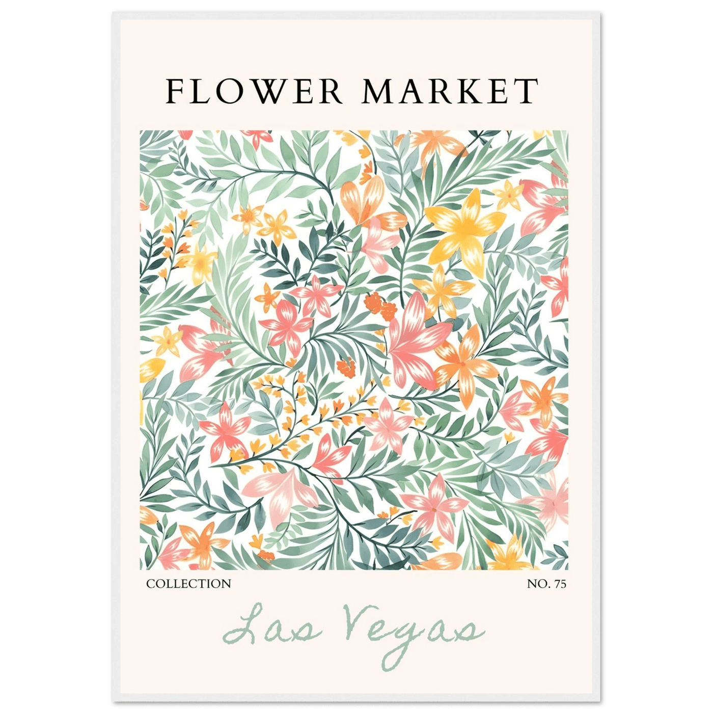 Flower Market Collection Framed Poster – Las Vegas Botanical Bliss Print | Ready-to-Hang Floral Art - Vibrantwalls