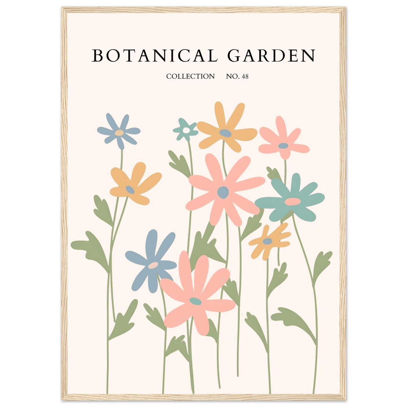 Botanical Garden Framed Poster – Whimsical Pastel Floral Art Print | Ready-to-Hang Wall Decor - Vibrantwalls