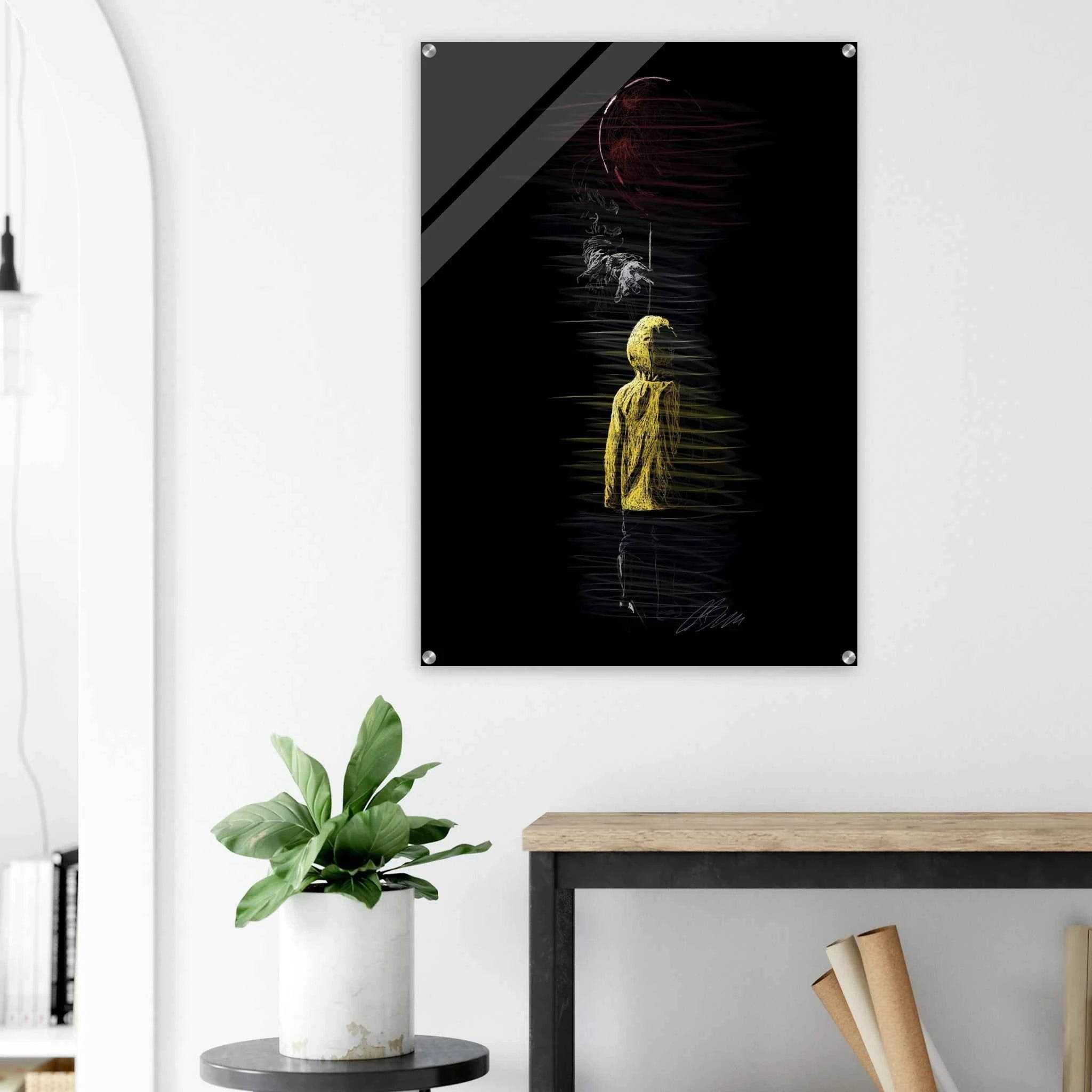 Abstract Figure Acrylic Print – Modern Black & Yellow Art, Vibrant & Durable Wall Decor - Vibrantwalls