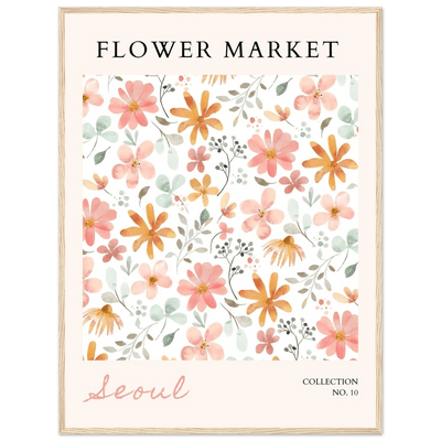 Seoul Flower Market Framed Poster – Delicate Watercolor Blooms & Botanical Art Print | Ready-to-Hang - Vibrantwalls