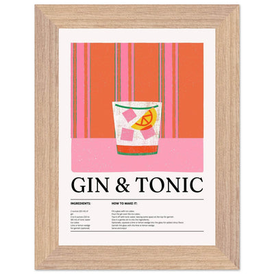 Gin Tonic Cocktail Recipe Minimalist Design Print - Vibrantwalls