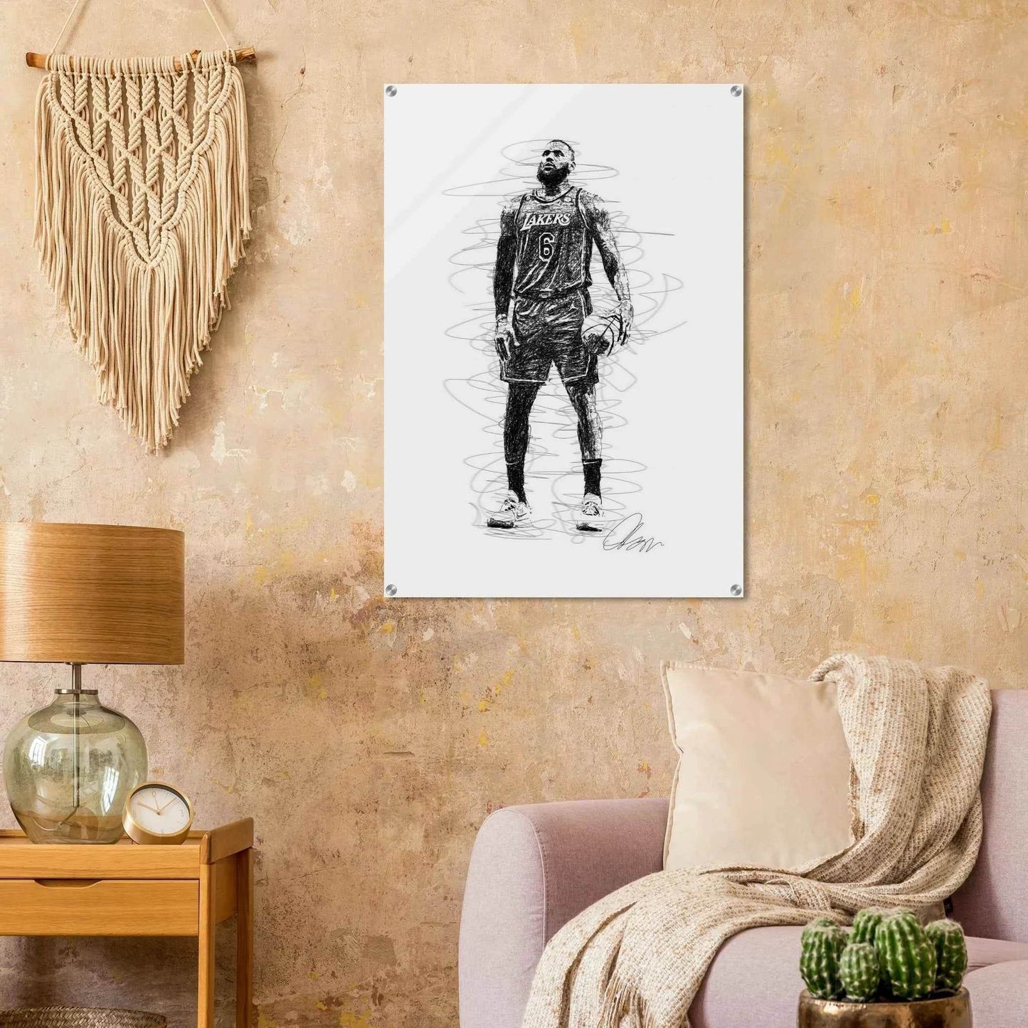 LeBron James Wall Art – Dynamic, Modern NBA Sketch Acrylic Print for Sports Fans - Vibrantwalls