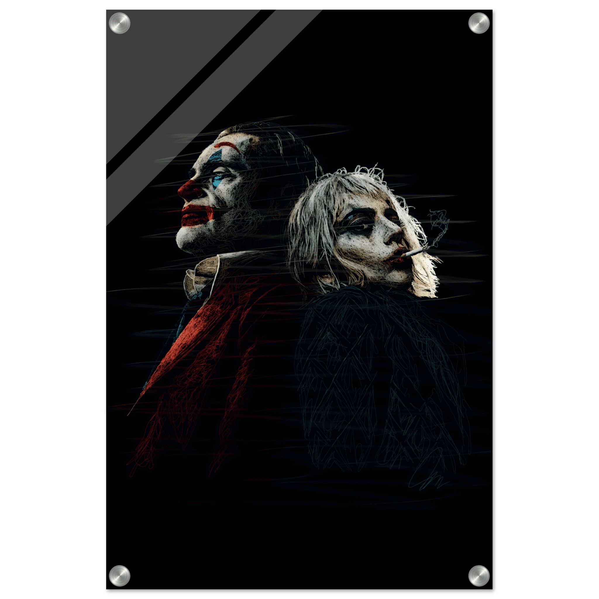 Joker & Harley Quinn Inspired Acrylic Print – Dark, Edgy, Modern Pop Art for Your Space - Vibrantwalls