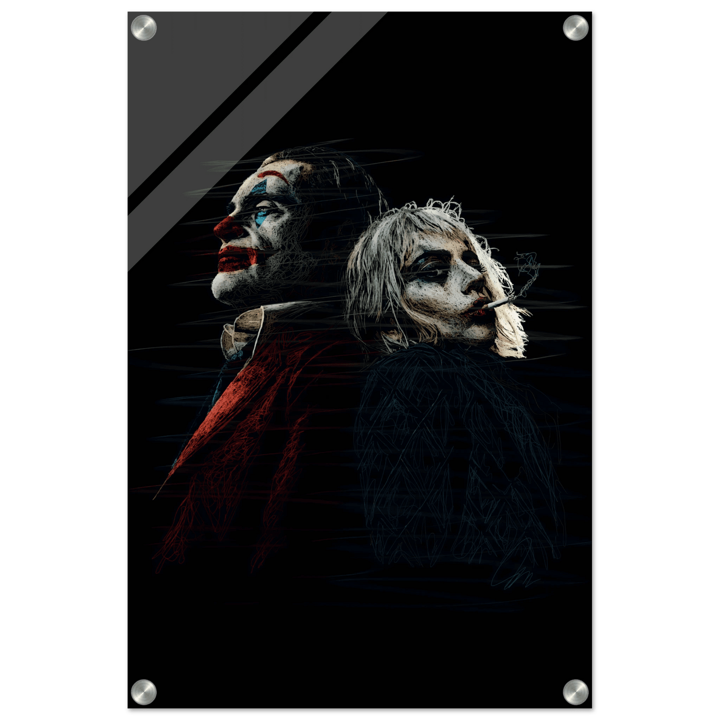 Joker & Harley Quinn Inspired Acrylic Print – Dark, Edgy, Modern Pop Art for Your Space - Vibrantwalls