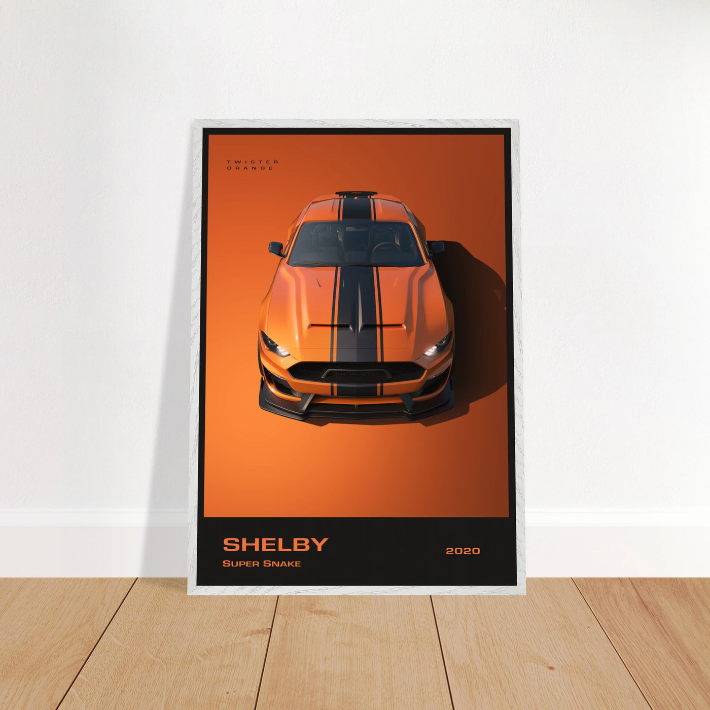 Shelby Super Snake 2020 "Twister Orange" Framed Poster | Modern Automotive Art, Ready-to-Hang Premium Quality Vibrantwalls