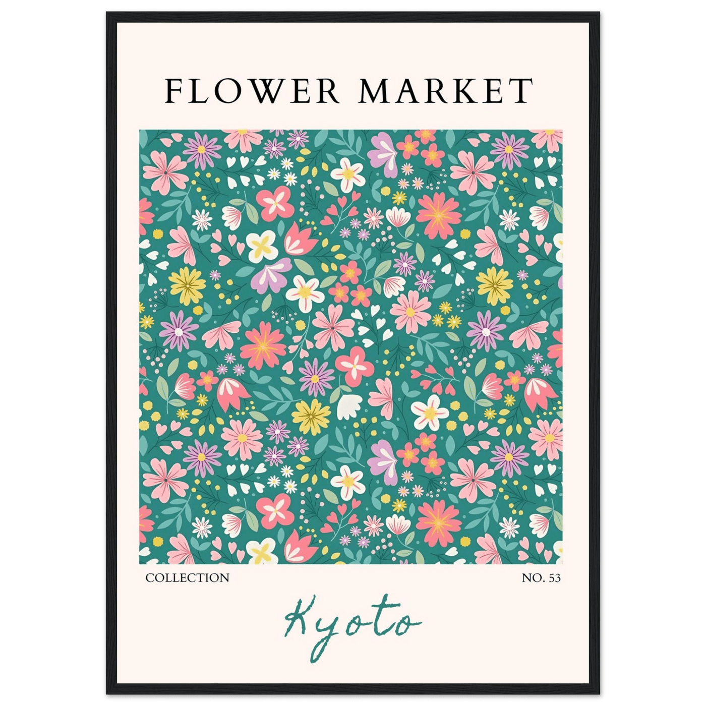Kyoto Flower Market Framed Poster – Whimsical Floral Art Print for a Touch of Spring | Ready-to-Hang Decor - Vibrantwalls
