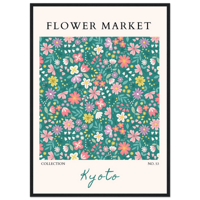 Kyoto Flower Market Framed Poster – Whimsical Floral Art Print for a Touch of Spring | Ready-to-Hang Decor - Vibrantwalls