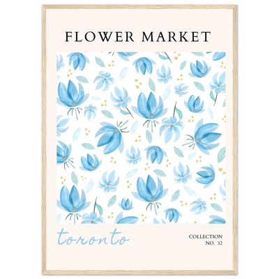 Toronto Flower Market Wall Art – Delicate Blue Floral & Gold Dot Prints | Framed & Ready-to-Hang - Vibrantwalls