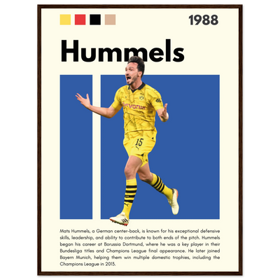 Mats Hummels Borussia Dortmund Framed Poster – Modern Football Art Print 60x80 cm 24x32″ Dark wood frame Vibrantwalls