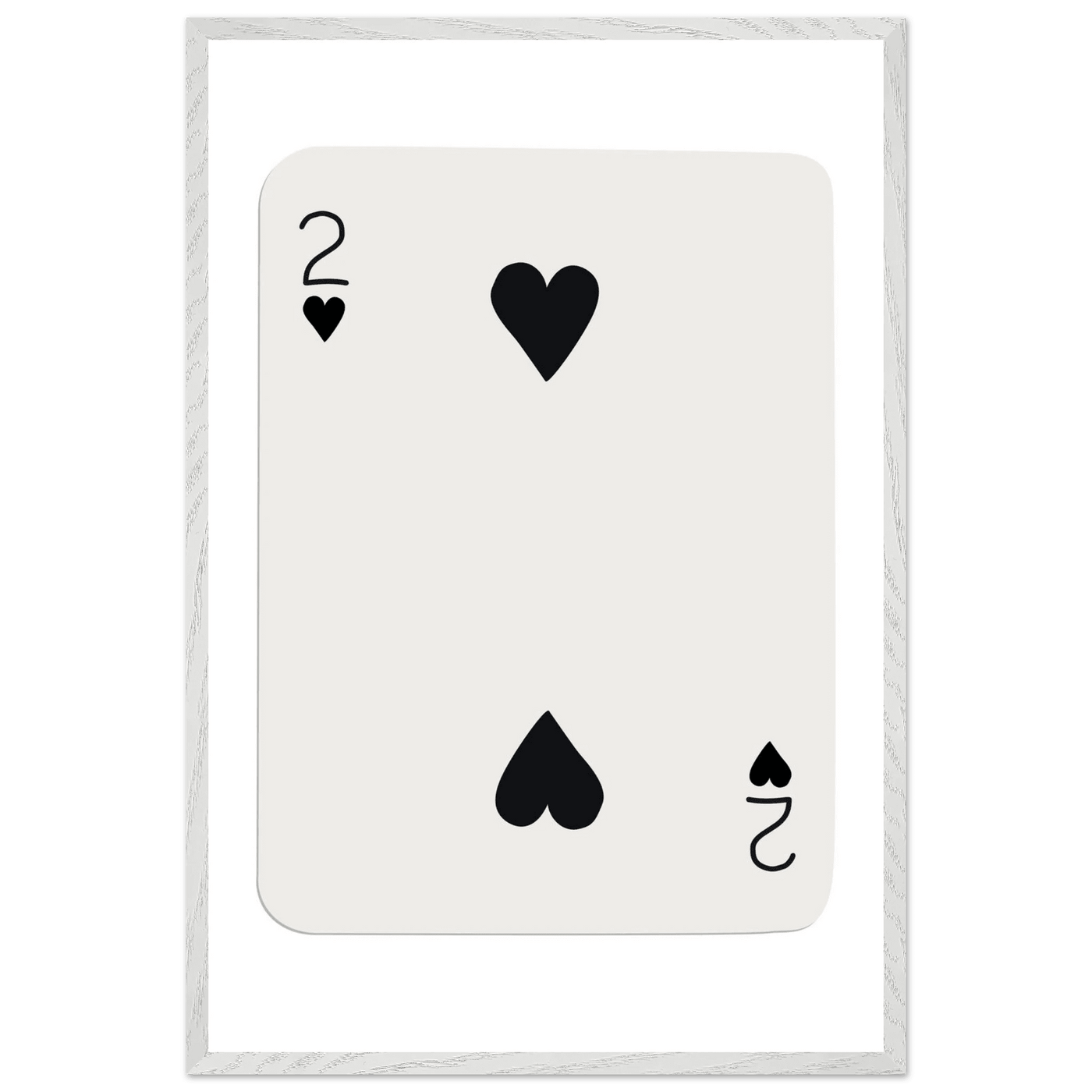 Minimalist Two of Hearts Poker Card Art Print - Framed Eco-Friendly Wooden Poster - Vibrantwalls