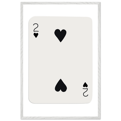 Minimalist Two of Hearts Poker Card Art Print - Framed Eco-Friendly Wooden Poster - Vibrantwalls