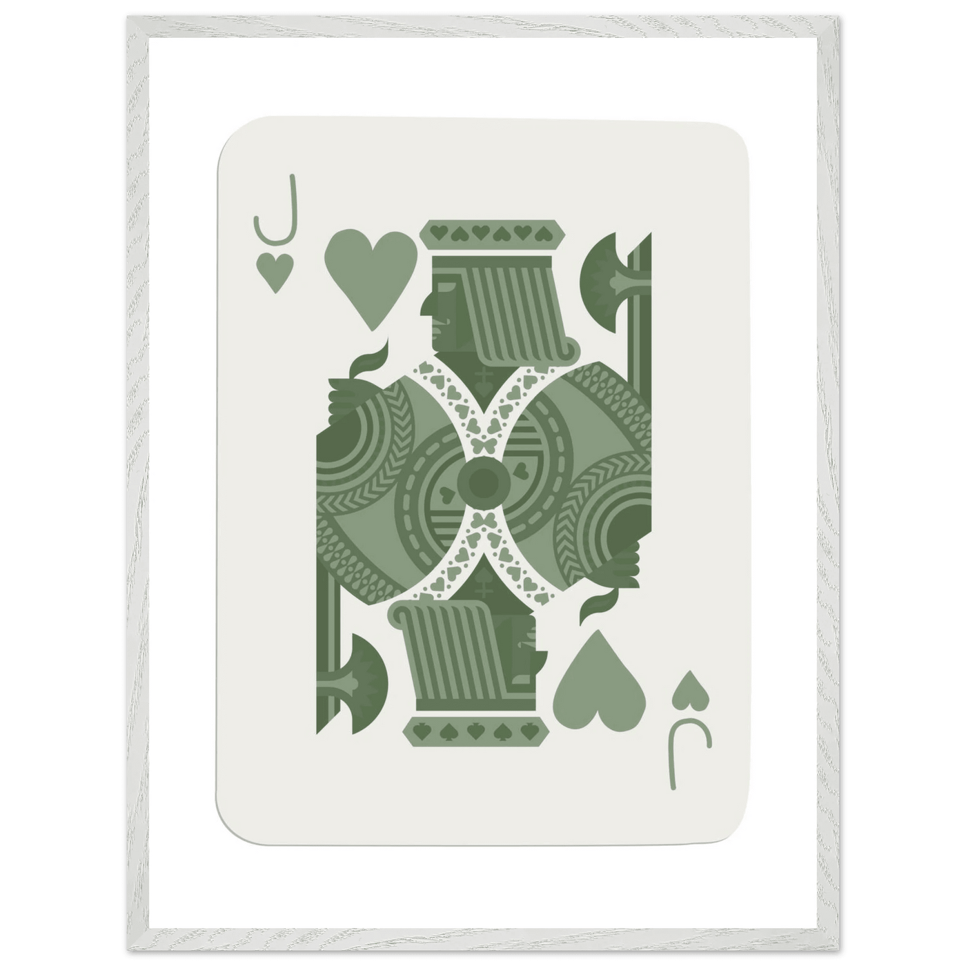 Minimalist Jack of Hearts Poker Card Print - Mounted Framed Eco-Friendly Art with Wood Frame - Vibrantwalls