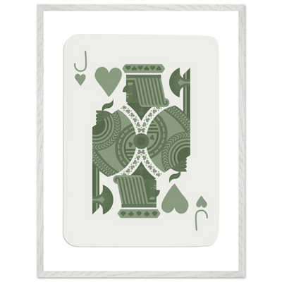 Minimalist Jack of Hearts Poker Card Print - Mounted Framed Eco-Friendly Art with Wood Frame - Vibrantwalls