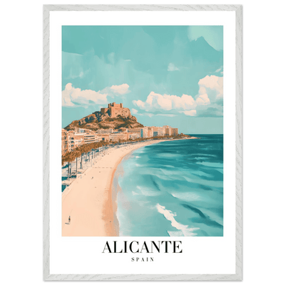 Alicante Spain Framed Poster – Vintage Coastal Wall Art with Azure Blues & Sandy Hues - Vibrantwalls