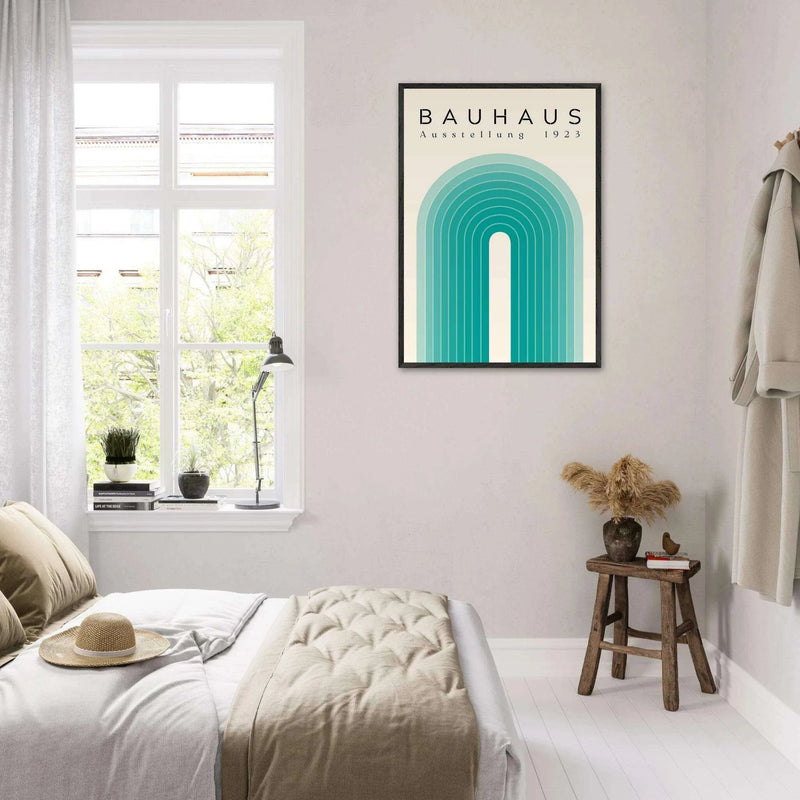 Bauhaus Ausstellung 1923 Teal Cream Wall Art - Vibrantwalls