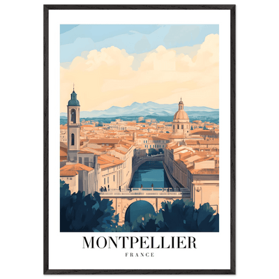 Montpellier France Framed Poster – Vintage Travel Wall Art with Wooden Frame - Vibrantwalls