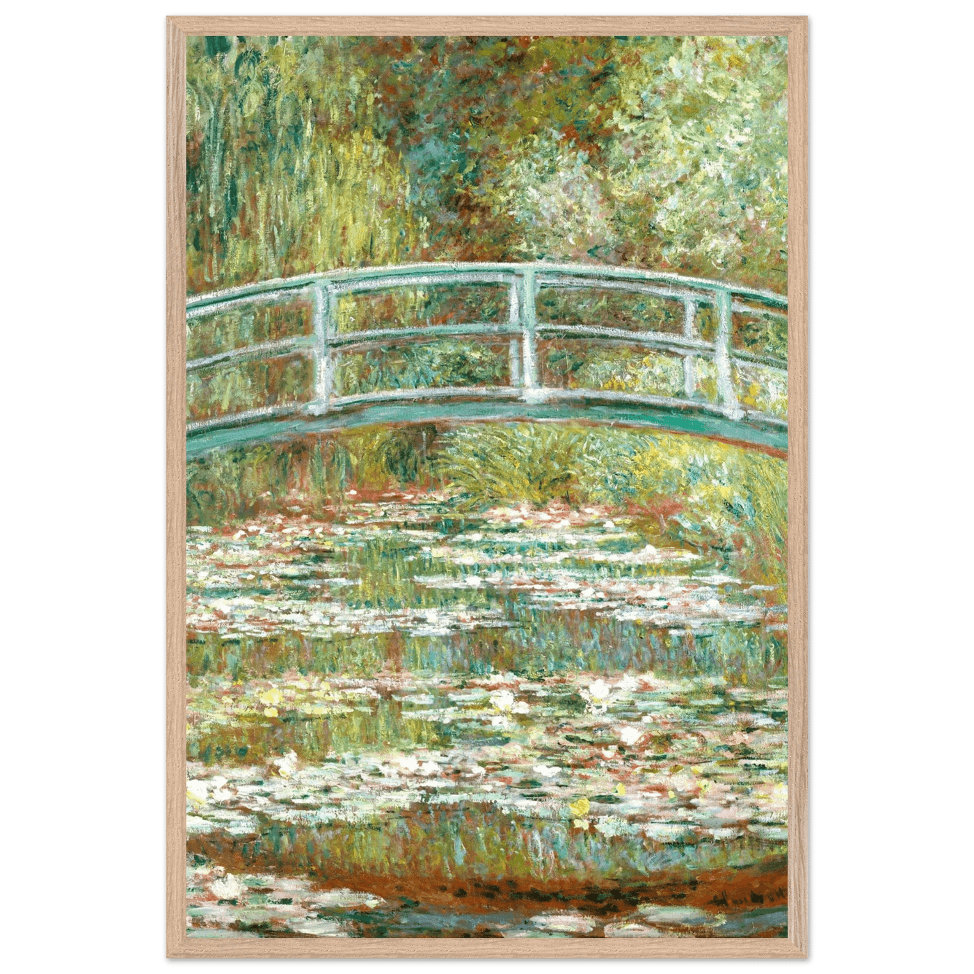 Bridge Over a Pond Art Print - Water Lilies Decorative Artwork for Your Space - Vibrantwalls