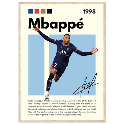 Kylian Mbappé PSG Soccer Framed Football Poster 50x70 cm 20x28″ Wood frame Vibrantwalls