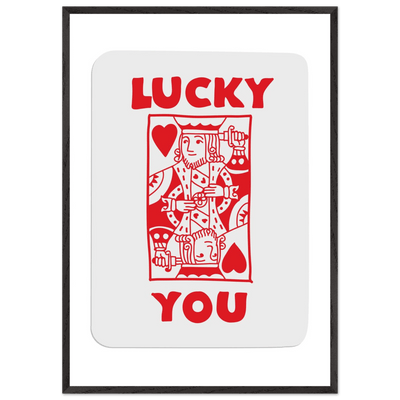Lucky You Poker Card Art Print - Two of Hearts King - Framed Poster with Eco-Friendly Wood Frame - Vibrantwalls