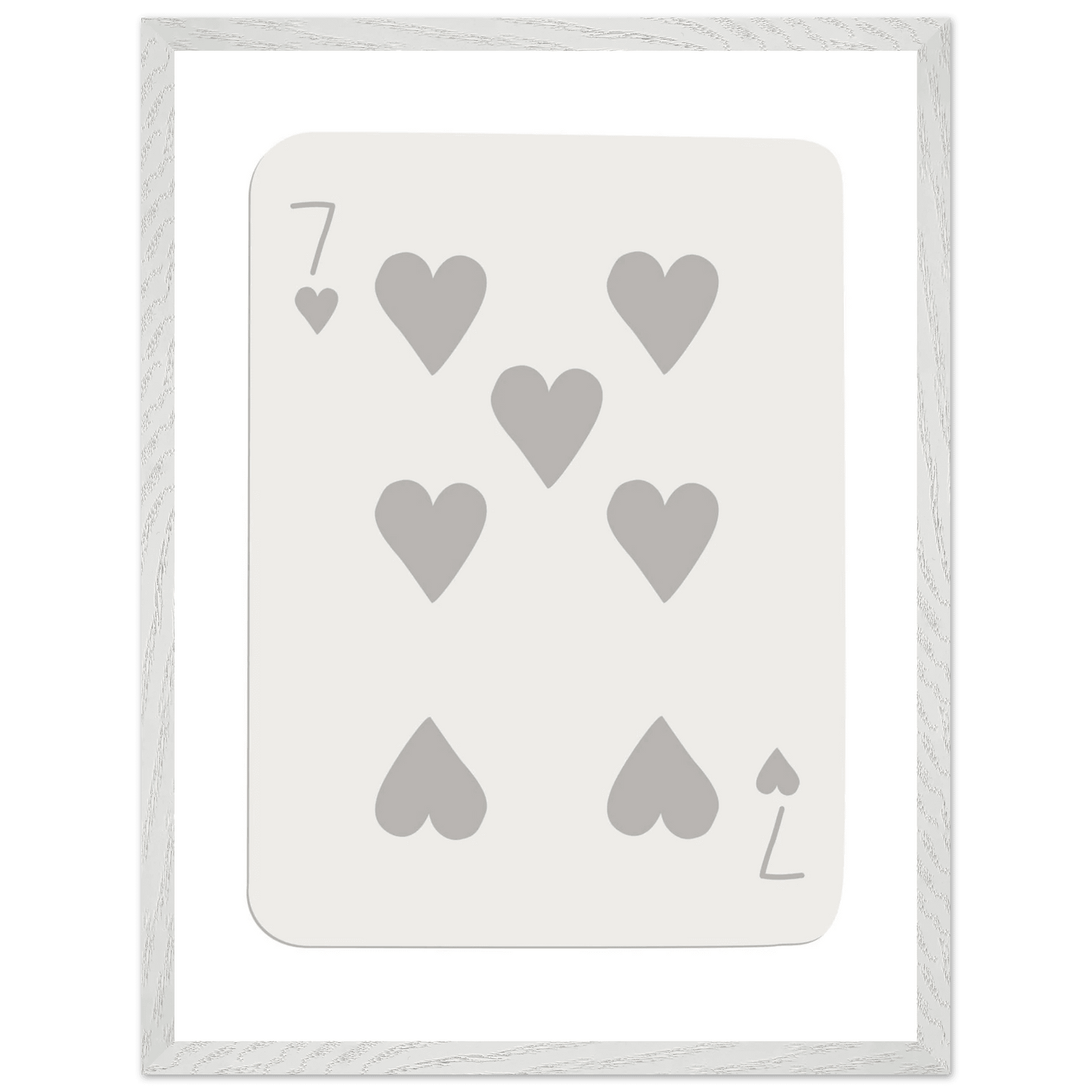 Minimalist Poker Card Print - Seven of Hearts - Mounted Eco-Friendly Framed Art, Custom Sizes & Finishes - Vibrantwalls