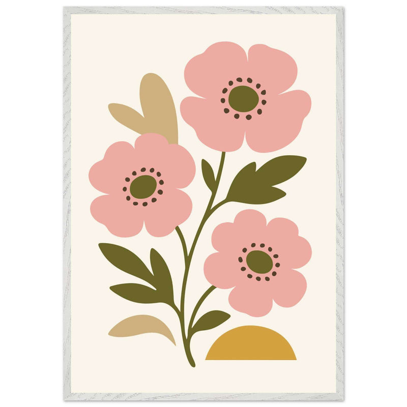 Abstract Floral Bloom - Minimalist Pink Flowers - Vibrantwalls