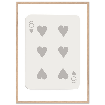 Minimalist Six of Hearts Card Print - Framed Poster Art with Eco-Friendly Wood Frame - Perfect for Modern Decor - Vibrantwalls