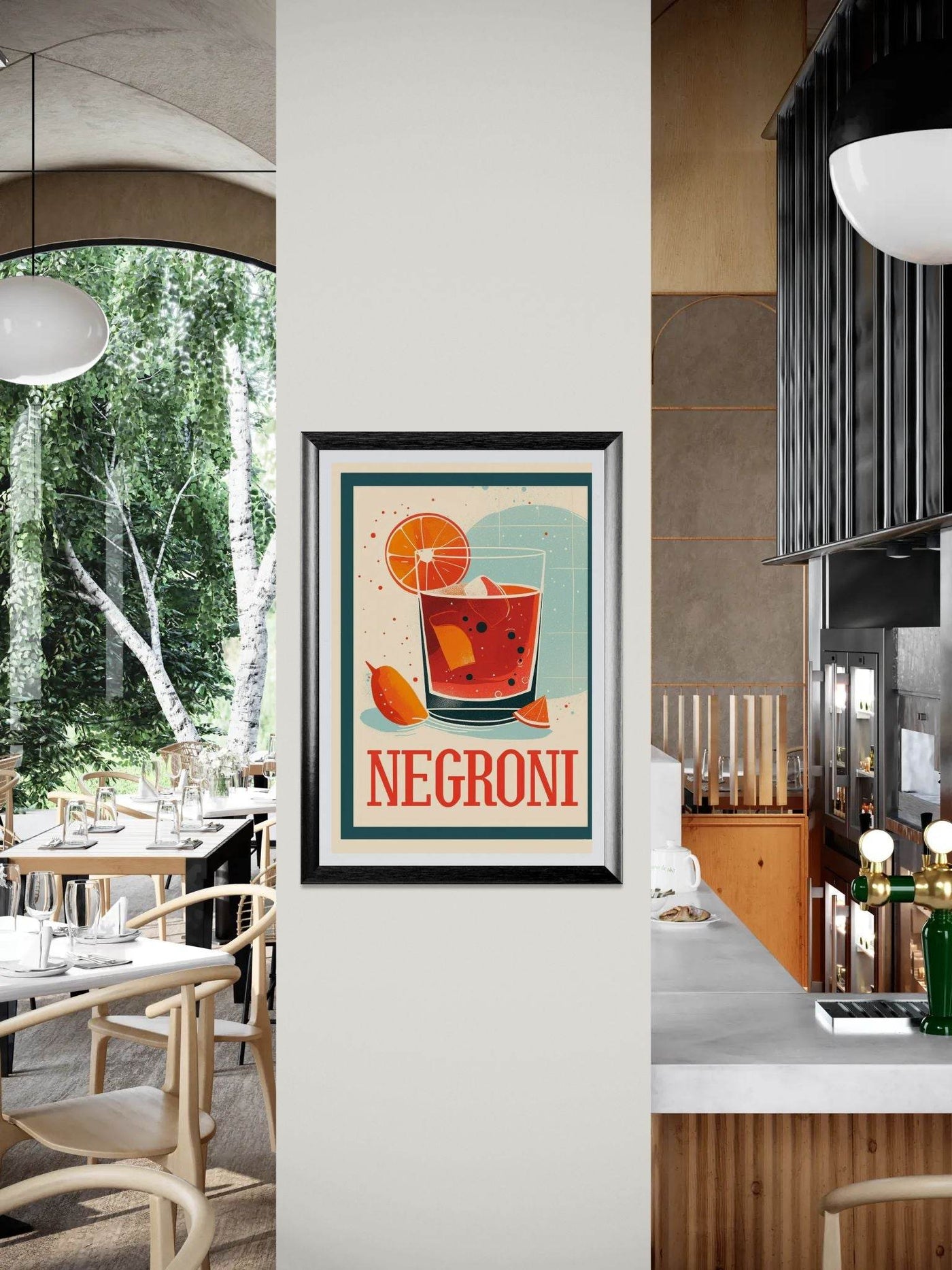 Retro Negroni Cocktail Recipe Art Print - Vibrantwalls