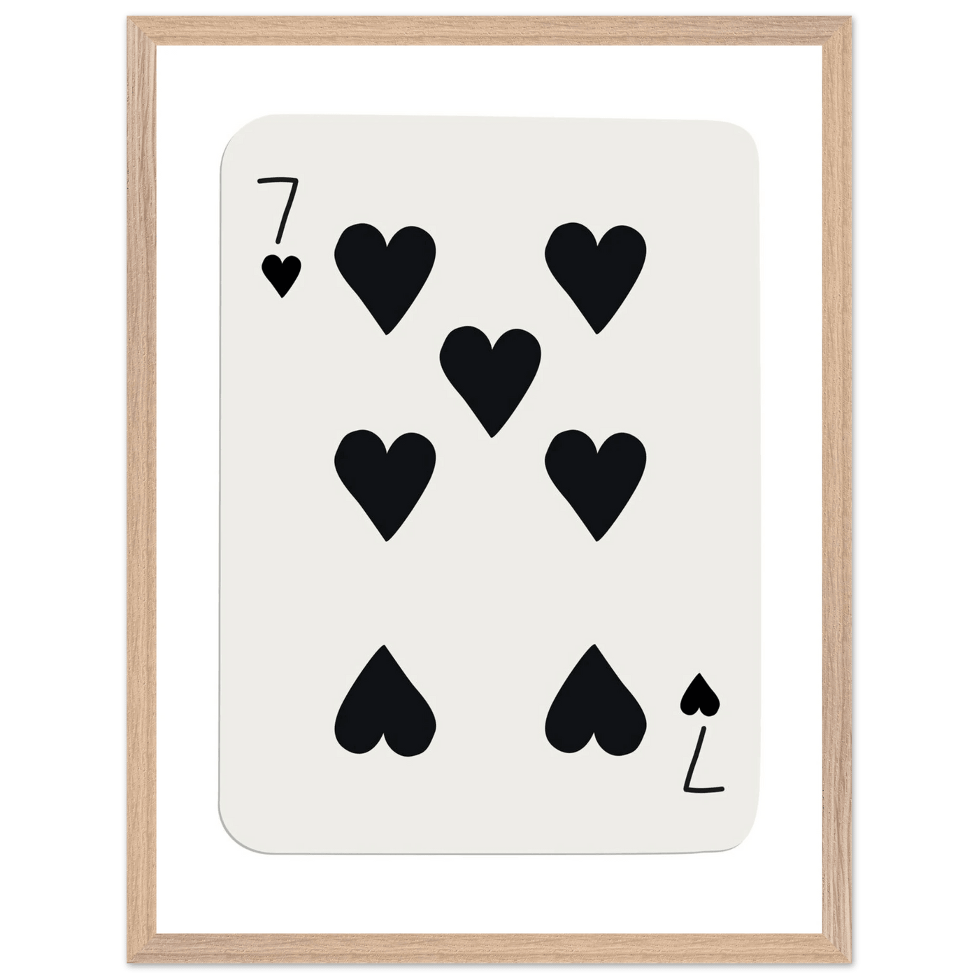 Seven of Hearts - Modern Poker Card Print Art - Eco-Friendly Wood Framed Poster, in your choice of elegant frames - Vibrantwalls