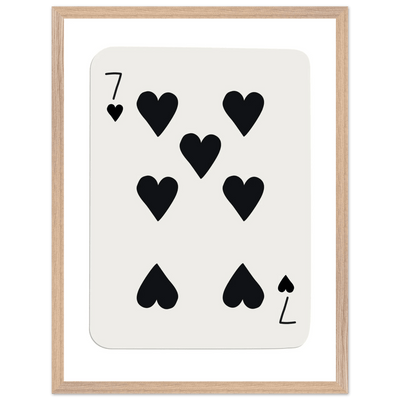 Seven of Hearts - Modern Poker Card Print Art - Eco-Friendly Wood Framed Poster, in your choice of elegant frames - Vibrantwalls